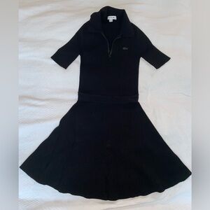 Lacoste Women's 3D Rib Knit Zip-Up Polo Dress